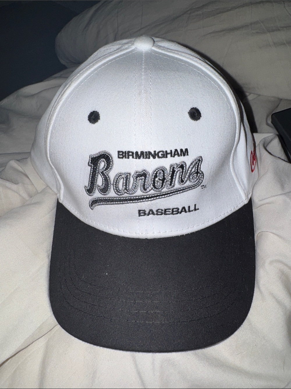 Birmingham Barons Baseball Cap - White and Black Coca Cola Buckleback Minors